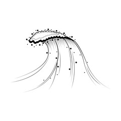Abstract Outline Black Doodle Ilustration Liquid Fluid Water Wave Splash Drops Aqua Isolated On White Background Vector Design Style