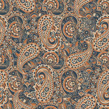 Vector Damask Paisley seamless floral fabric pattern