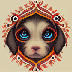 illustration vector graphic of puppy dog head in hand draw tribal mandala style perfect for t-shirt, poster or edit and customize your design, card, banner, social media