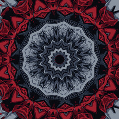 Beautiful red gradient with unique kaleidoscope mandala pattern wallpaper design