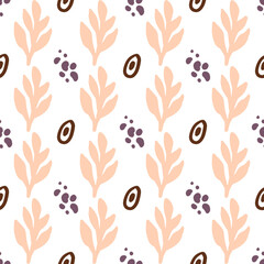 The seamless colorful pattern with abstract tropical plants. Hand drawn overlapping background for your design.Textile, blog decoration, banner, poster, wrapping paper.