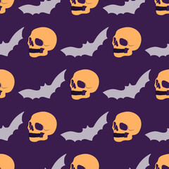 Happy Halloween! Halloween party  vector seamless pattern, repeating wallpaper. Halloween background. For design of fabrics, packaging and wallpapers.