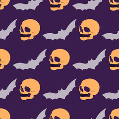 Happy Halloween! Halloween party  vector seamless pattern, repeating wallpaper. Halloween background. For design of fabrics, packaging and wallpapers.