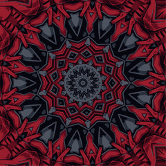 Beautiful red gradient with unique kaleidoscope mandala pattern wallpaper design