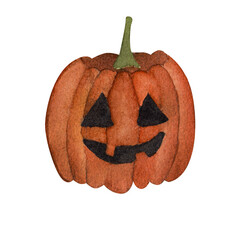 Evil pumpkin. Halloween. watercolor element