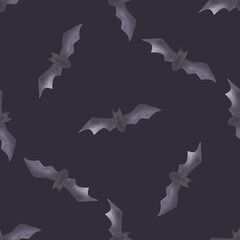 The bats. Halloween. watercolor pattern