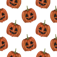 Funny pumpkin jack. Halloween. watercolor pattern