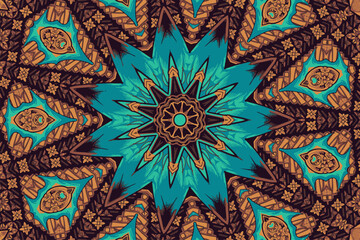 Colorful mandala with floral ornament pattern on the background