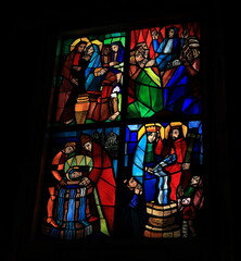 Santa Maria in Via Church Stained Glass Windows in Rome, Italy