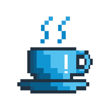 Vector illustration of pixel tea cup icon
