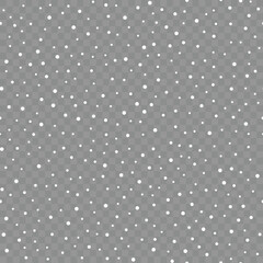 Seamless background with falling snowflakles on transparent background. Vector