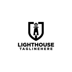 Lighthouse Logo Design Concept Stock Vector Isolated in White Background