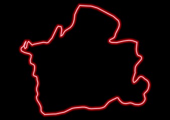 Red glowing neon map of El Oro Ecuador on black background.