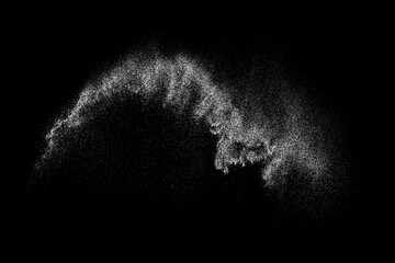 Distressed white grainy texture. Dust overlay textured. Grain noise particles. Snow effects pack. Rusted black background. Vector illustration, EPS 10.  