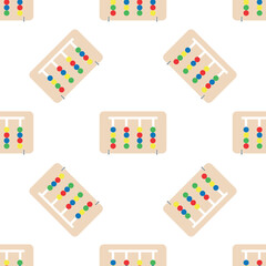 Wooden toys for kids games. Baby seamless pattern with Montessori subject. Education logic toys for preschool kids. Montessori system for early childhood development.