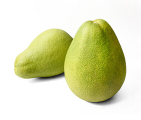 The green pomelo on the white background
