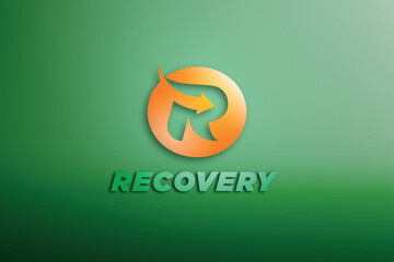 Oval shape  modern design negative space logo template. Recovery, R letter logo