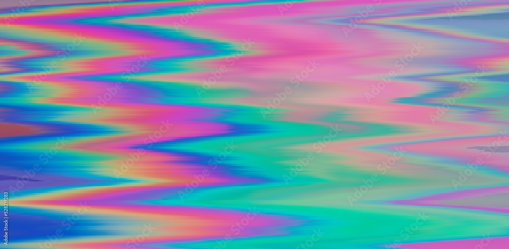 Aufkleber Glitched and distorted texture of a broken computer screen. Holographic psychedelic texture.