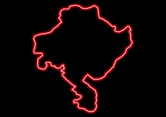 Red glowing neon map of Ghazni Afghanistan on black background.