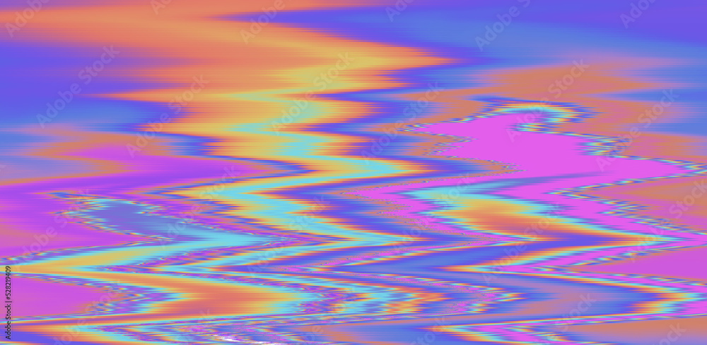 Fototapete Glitched and distorted background with pixel sorting effect. Analog TV or computer screen.