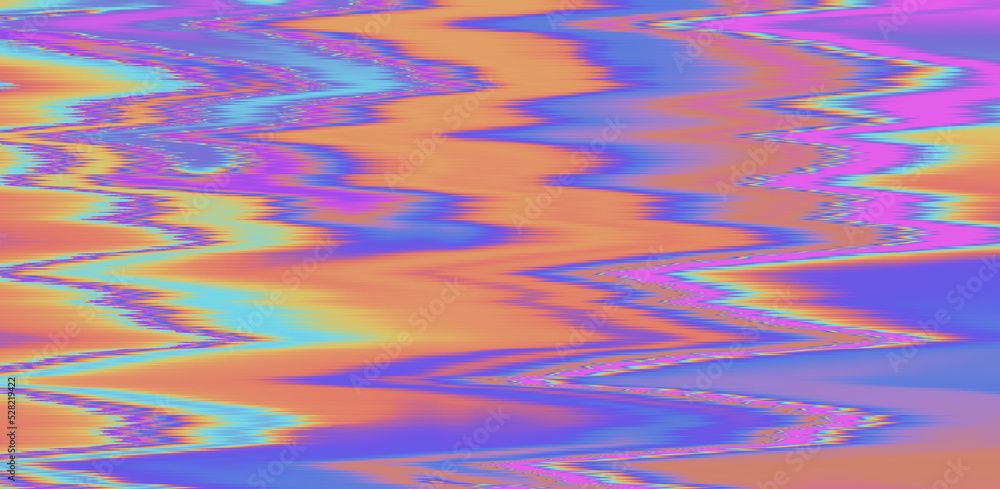 Poster Glitched and distorted background with pixel sorting effect. Analog TV or computer screen.