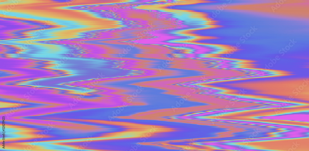 Aufkleber Glitched and distorted texture of a broken computer screen. Holographic psychedelic texture.