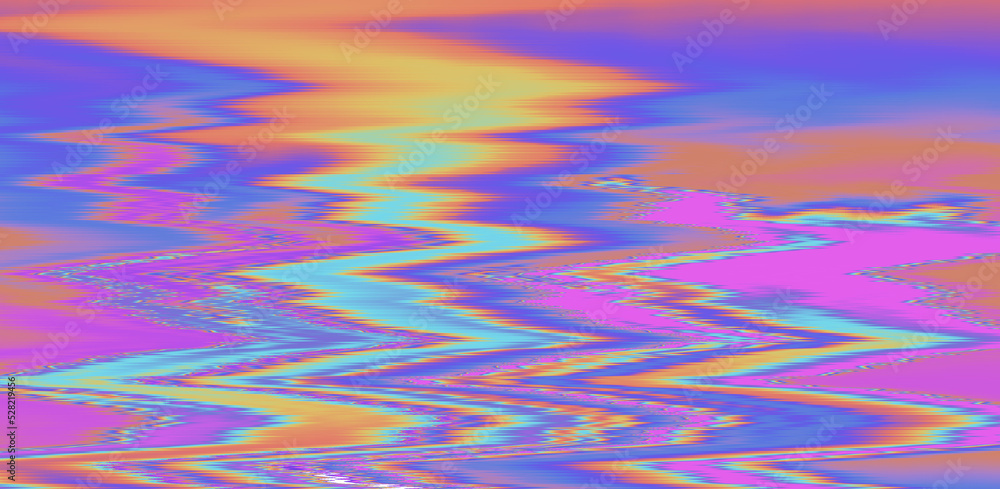 Aufkleber Glitched and distorted texture of a broken computer screen. Holographic psychedelic texture.