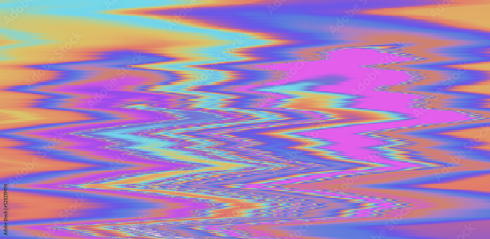 Aufkleber Glitched and distorted texture of a broken computer screen. Holographic psychedelic texture.