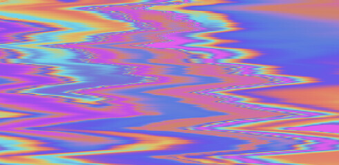 Glitched and distorted texture of a broken computer screen. Holographic psychedelic texture.