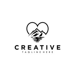Mountain and heart vector logo symbol illustration