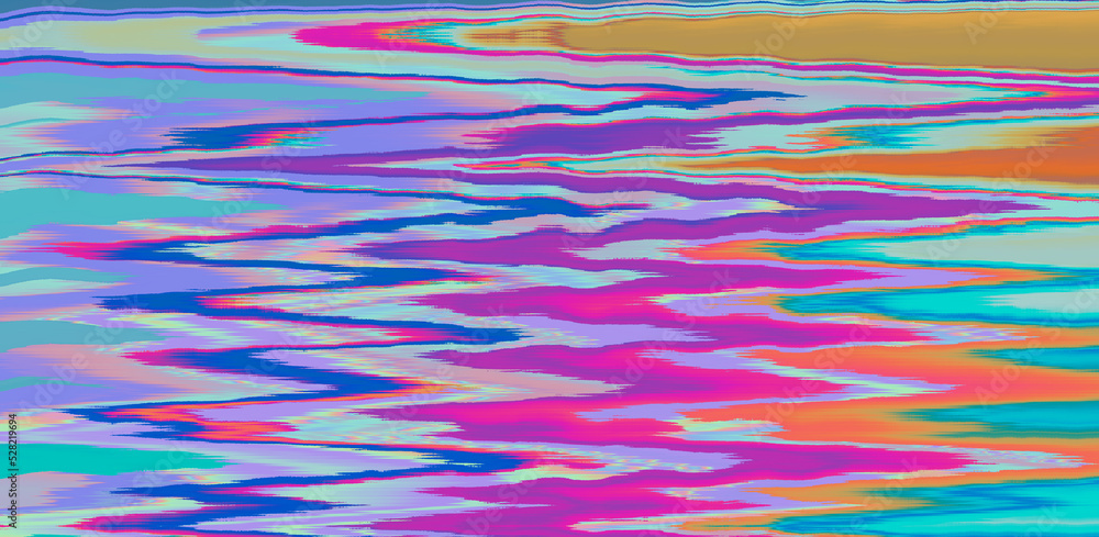 Poster Glitched and distorted texture of a broken computer screen.
