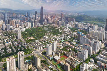 Aerial view of Skyline in Shenzhen city in China