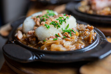 national Polish dish Kartacze from semolina with meat and onions in a restaurant © Sheviakova
