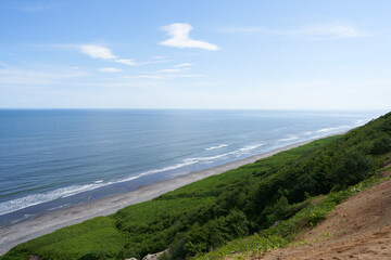 Blue sky and beautiful coastline seen from Kobukariishi Observatory