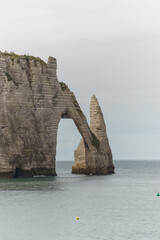 The cliff of Falaise d'Aval on a summer day in Etretat, Normandy, France