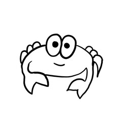 The cartoon crab in the doodle style