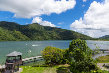 Liyu lake scenic area with mountain in Hualien of Taiwan