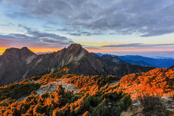 Landscape View of Yushan Main Peak And Tongpu Valley From the North Peak of Jade Mountain At...