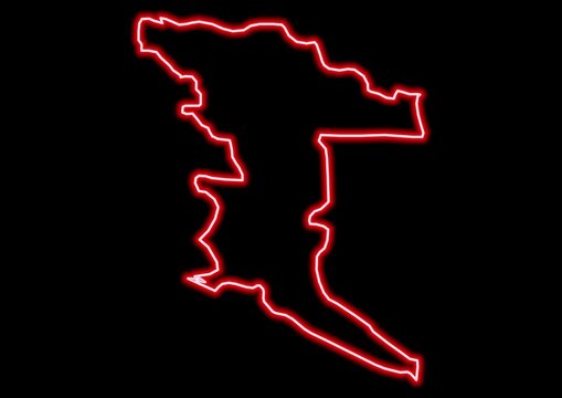 recommend clip art: Red glowing neon map of Herzegovina-Neretva Bosnia and Herzegovina on black background.