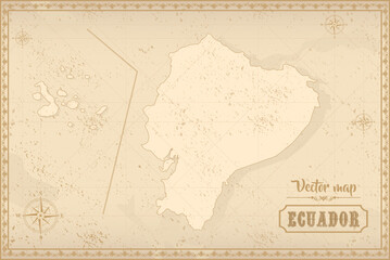 Fototapeta na wymiar Map of Ecuador in the old style, brown graphics in retro fantasy style