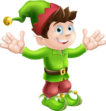 Christmas elf waving