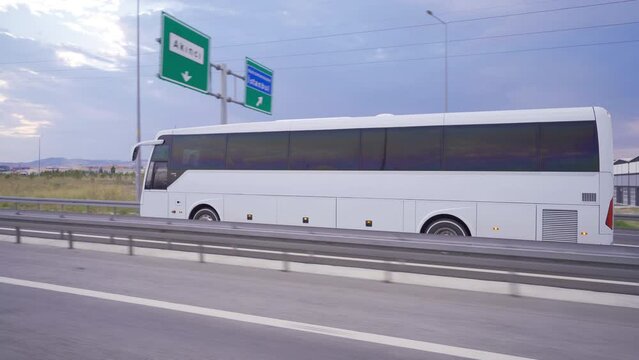 The bus goes on the highway.
The long-distance bus goes on the highway.
