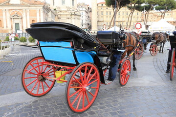Fototapeta premium Colorful Horse Carriage in Rome, Italy