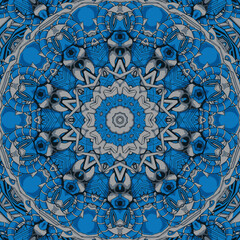 Abstract blue ethnic geometric arabesque mandala vector