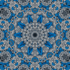Abstract blue ethnic geometric arabesque mandala vector