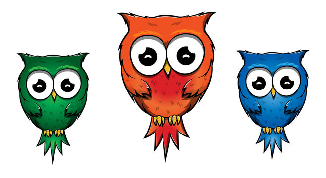 Cute Owl Cartoon Character Birds