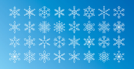 雪の結晶　アイコン　白　セット