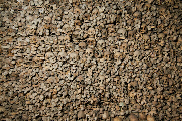 Skulls and bones in ossuary