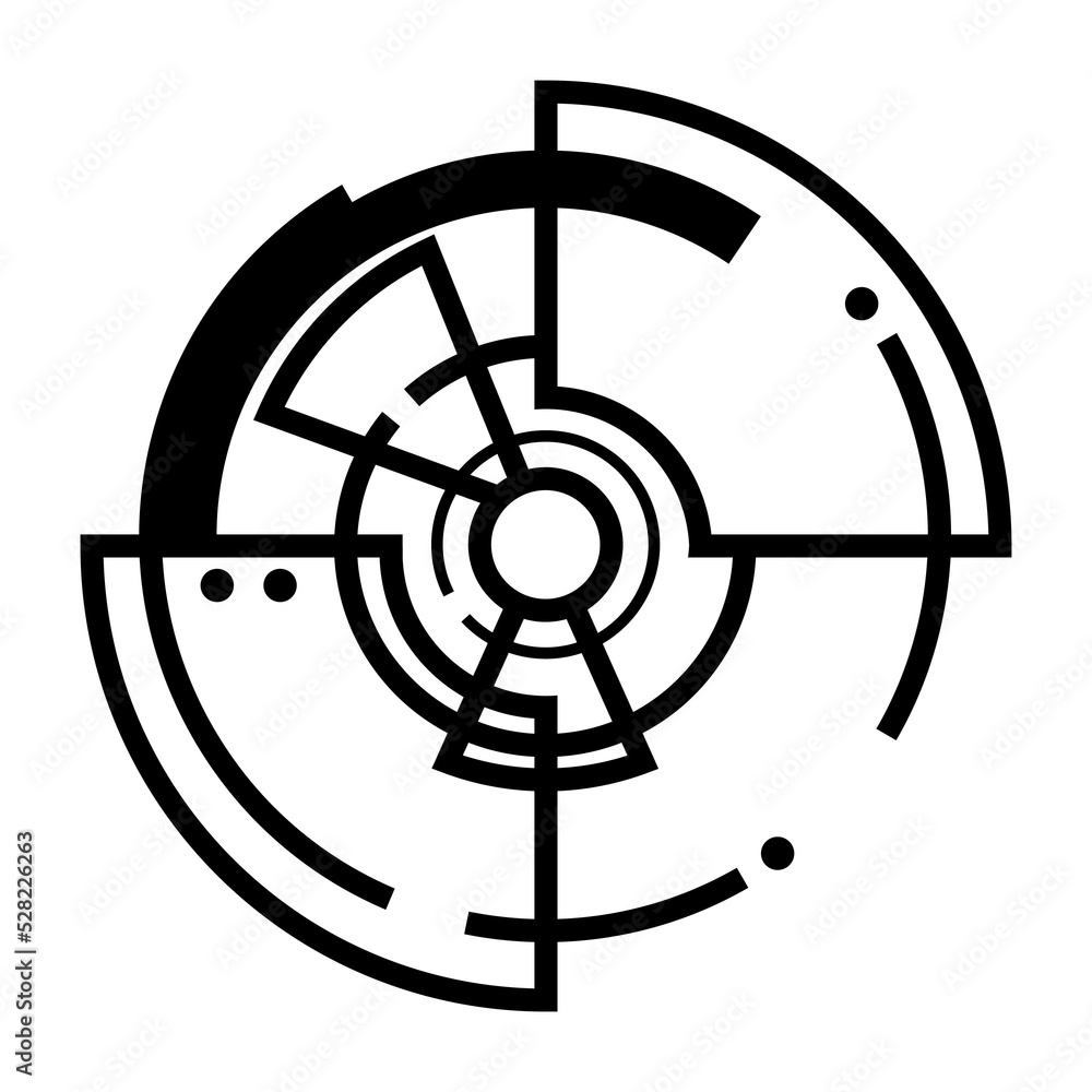 Poster modern target for hud interface illustration design styles. creative target formed in a futuristic o