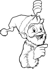 Santa pointing Christmas illustration